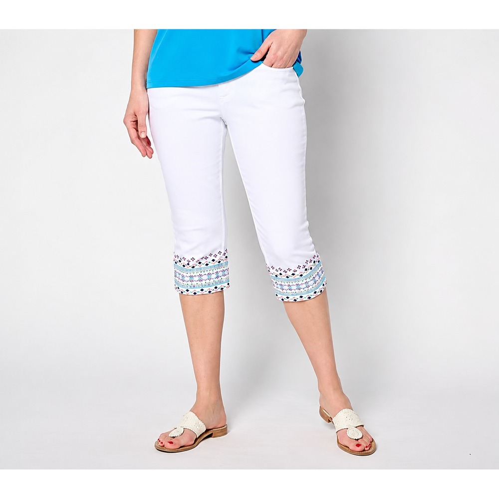 Belle Boho by Kim Gravel Petite Flexibelle Boho Moment Capris White, Petite 16